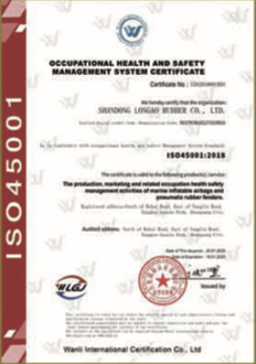 Dokumen ISO 45001 atas nama Shandong Longao Rubber Co., Ltd.